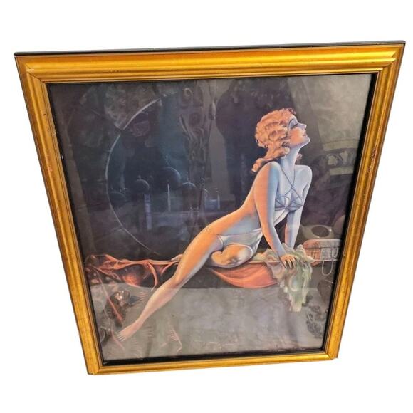 Risque Art Deco Print Titled " PERSIAN NIGHT" by T. Anaw Hesser 1920's - Picture 1 of 2